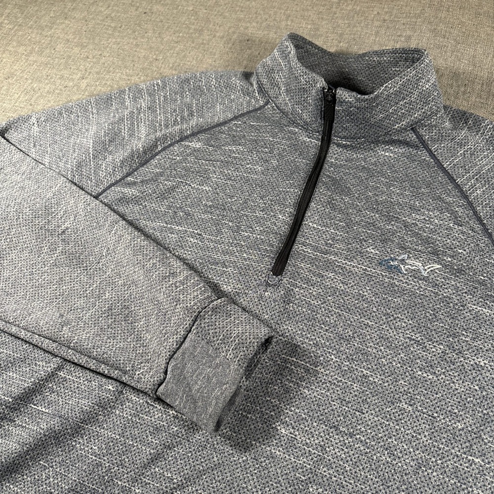 Greg Norman Quarter Zip Pullover Mens Medium Blue‎ Heather Space Dye Golf Top